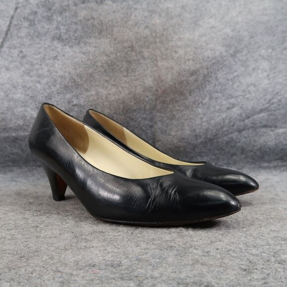 Evan Picone Shoes Womens 7.5 Pumps Classic Leather Vintage Black Slip On Formal - Picture 1 of 16
